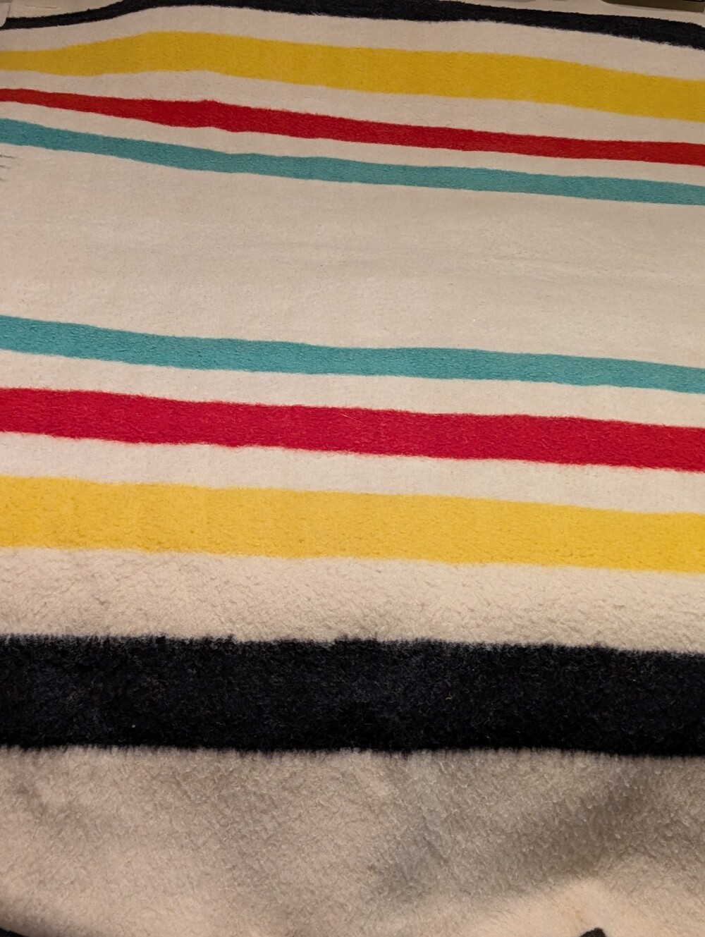 Vintage Hudson Bay Iconic Multi Striped Wool Made In England Blanket